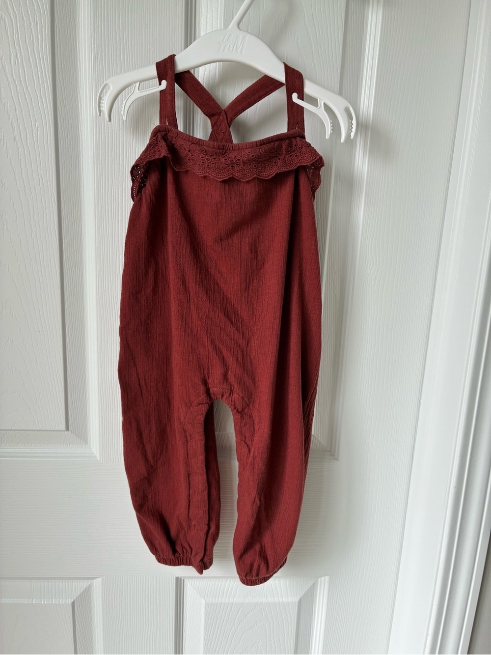 Noppies Rust Red Jumpsuit with Eyelet Trim